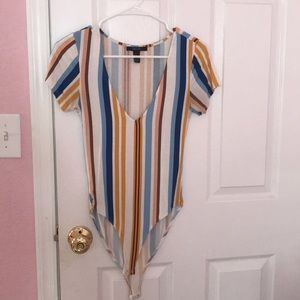 Multicolored striped body suit